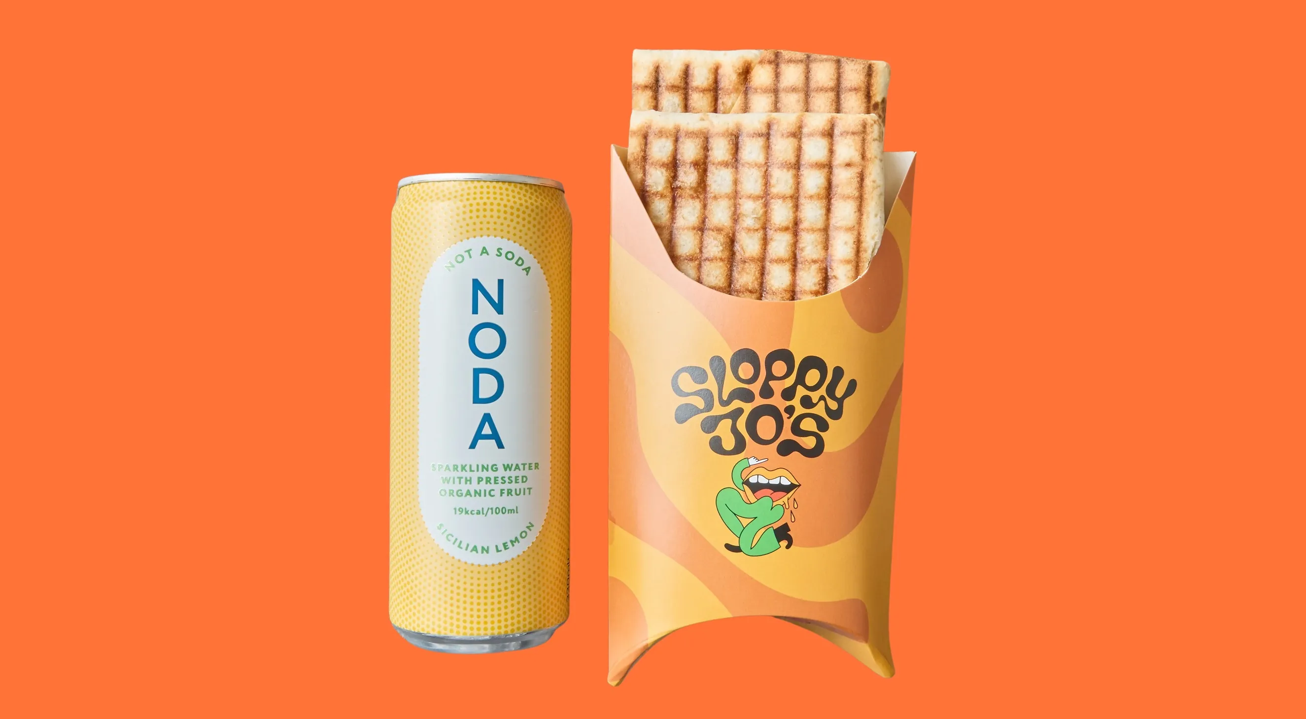 Vegansk Sloppy Flatwrap med NODA sparkling drik
